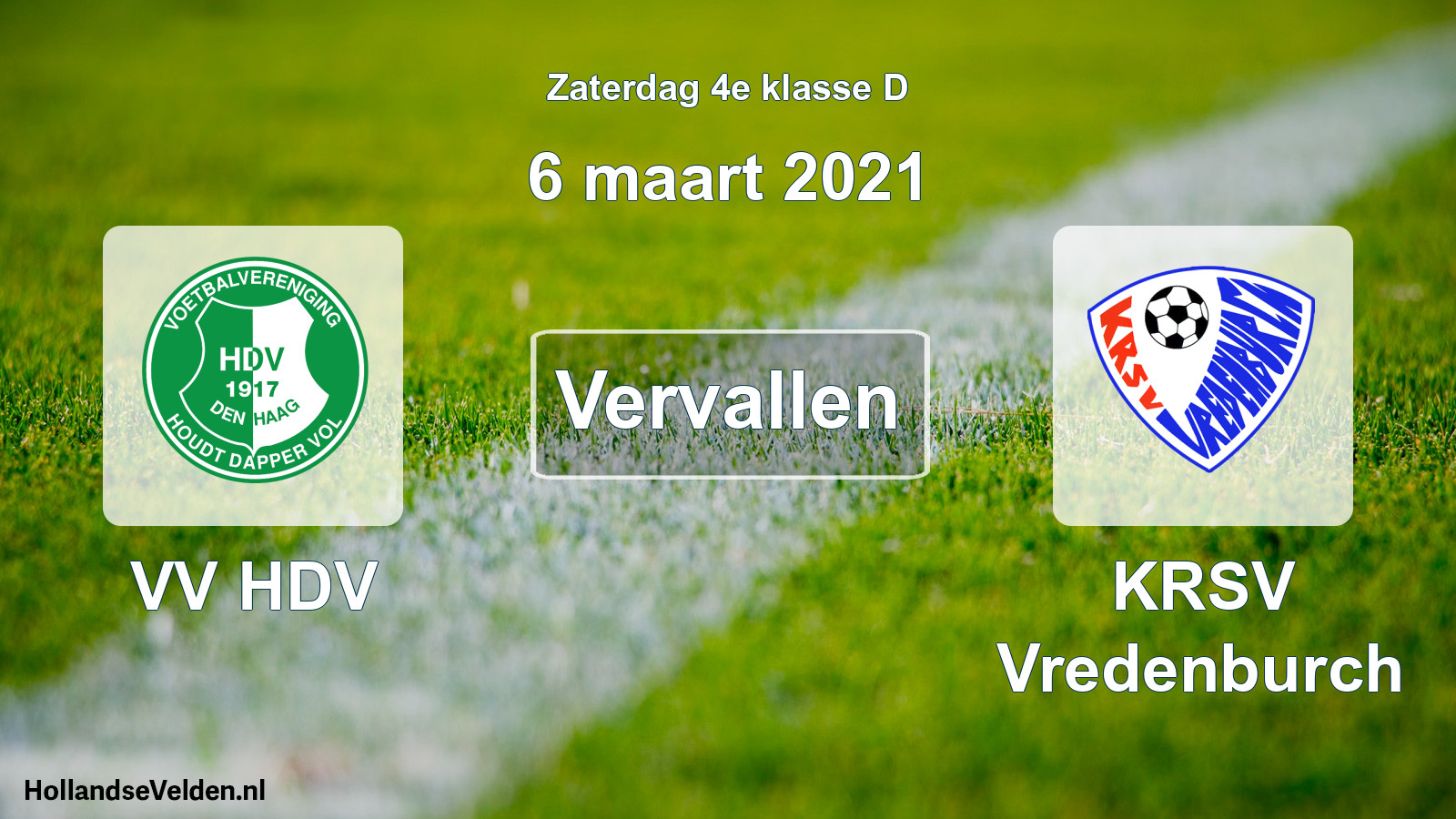 Scheduled Match: VV HDV - KRSV Vredenburch (6 March 2021)