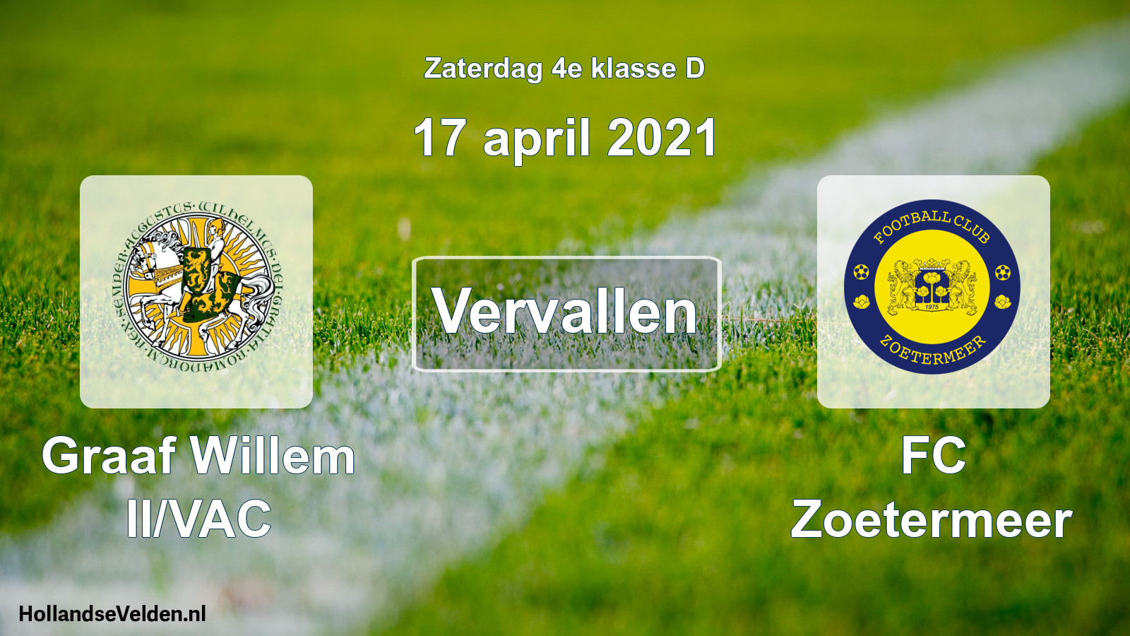 Scheduled Match: Graaf Willem II/VAC - FC Zoetermeer (17 April 2021)