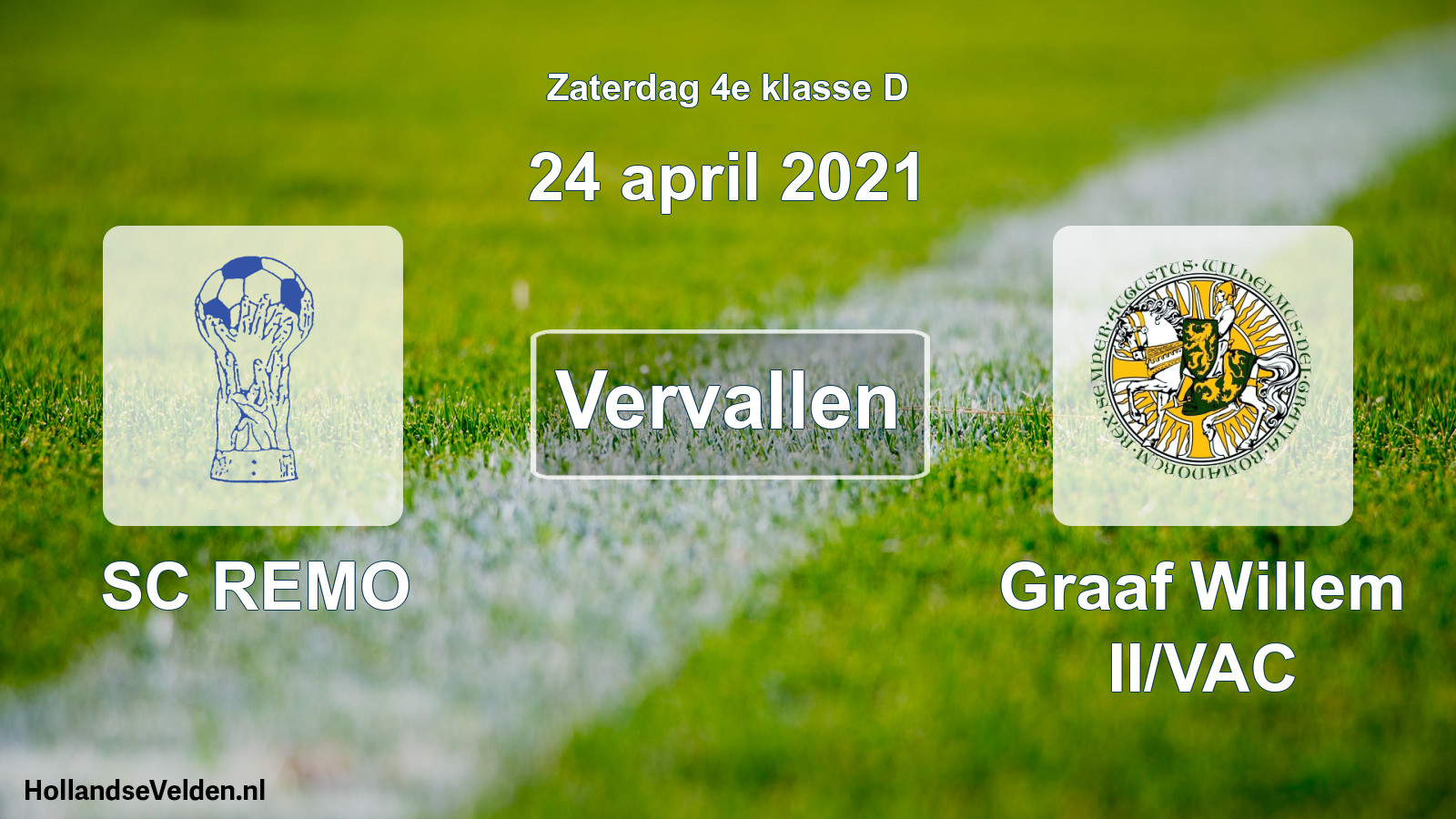 Scheduled Match: SC REMO - Graaf Willem II/VAC (24 April 2021)