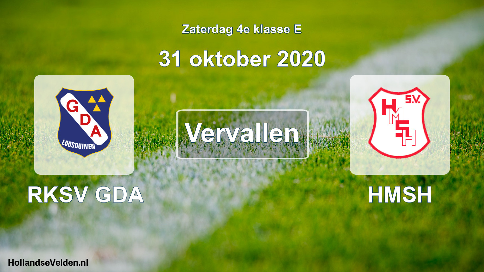 Scheduled Match: RKSV GDA - HMSH (31 October 2020)