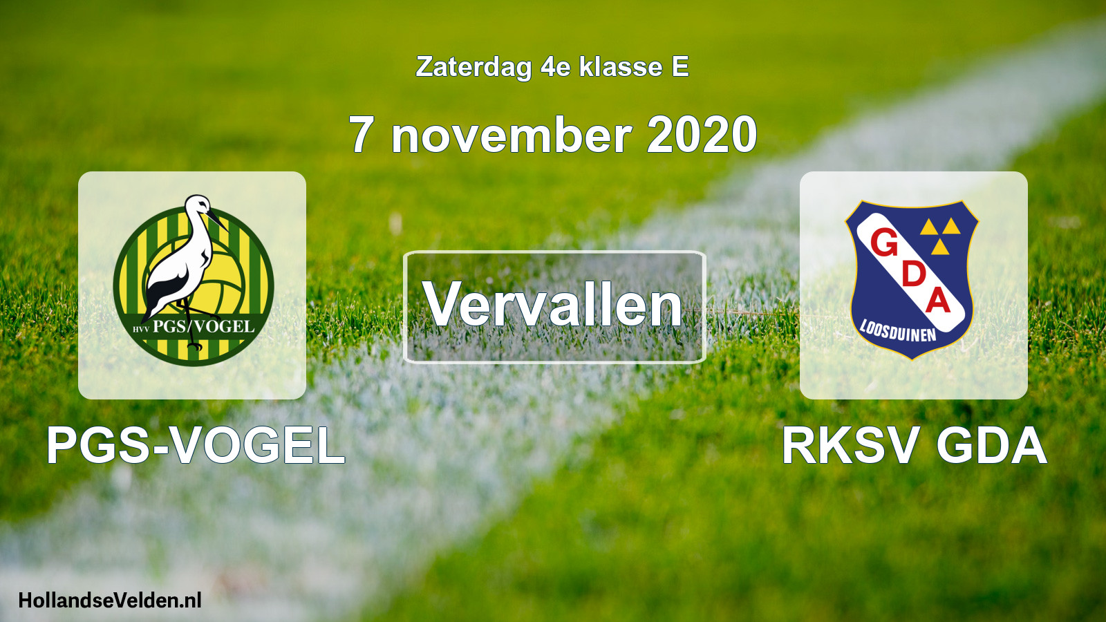 Scheduled Match: PGS-VOGEL - RKSV GDA (7 November 2020)