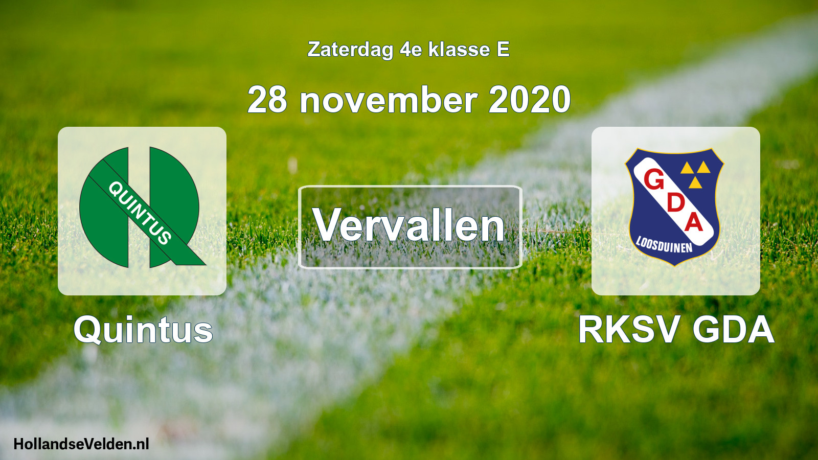 Scheduled Match: Quintus - RKSV GDA (28 November 2020)