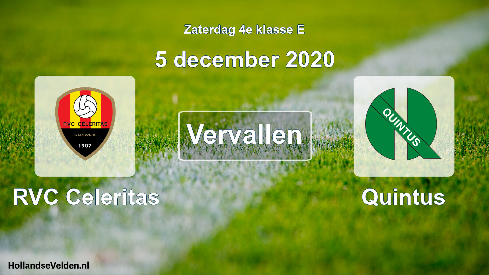Scheduled Match: RVC Celeritas - Quintus (5 December 2020)