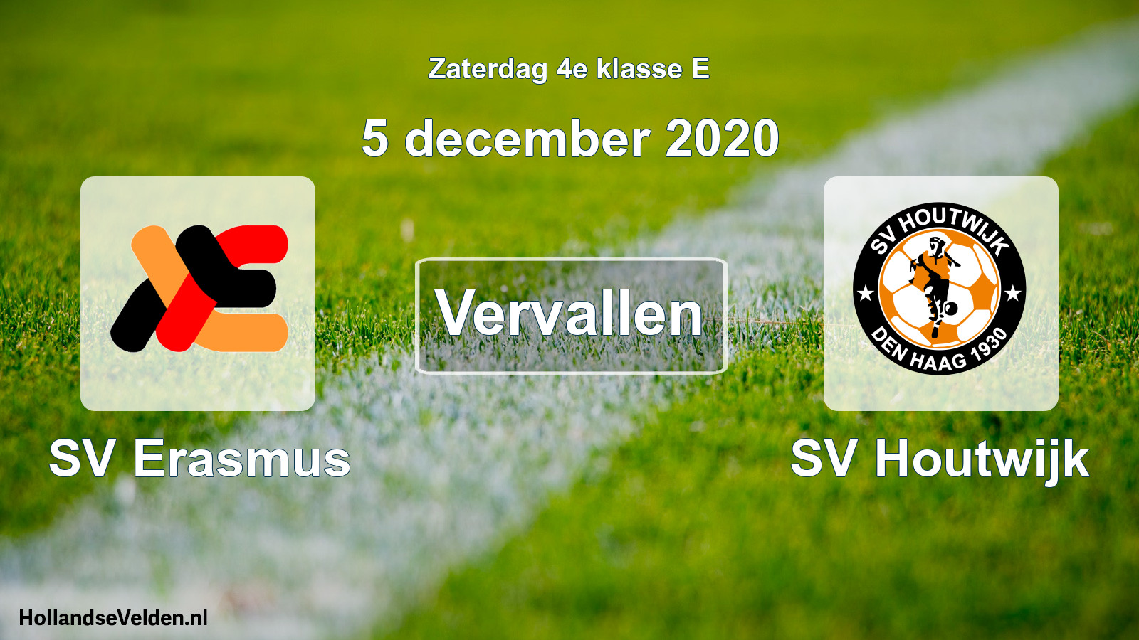 Scheduled Match: SV Erasmus - SV Houtwijk (5 December 2020)