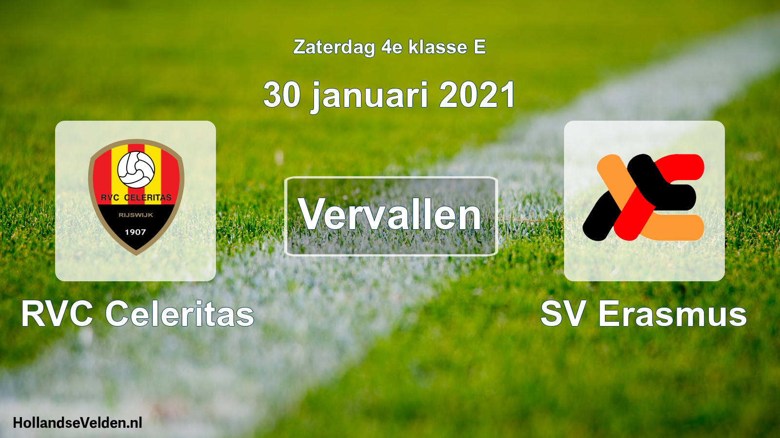 Scheduled Match: RVC Celeritas - SV Erasmus (30 January 2021)