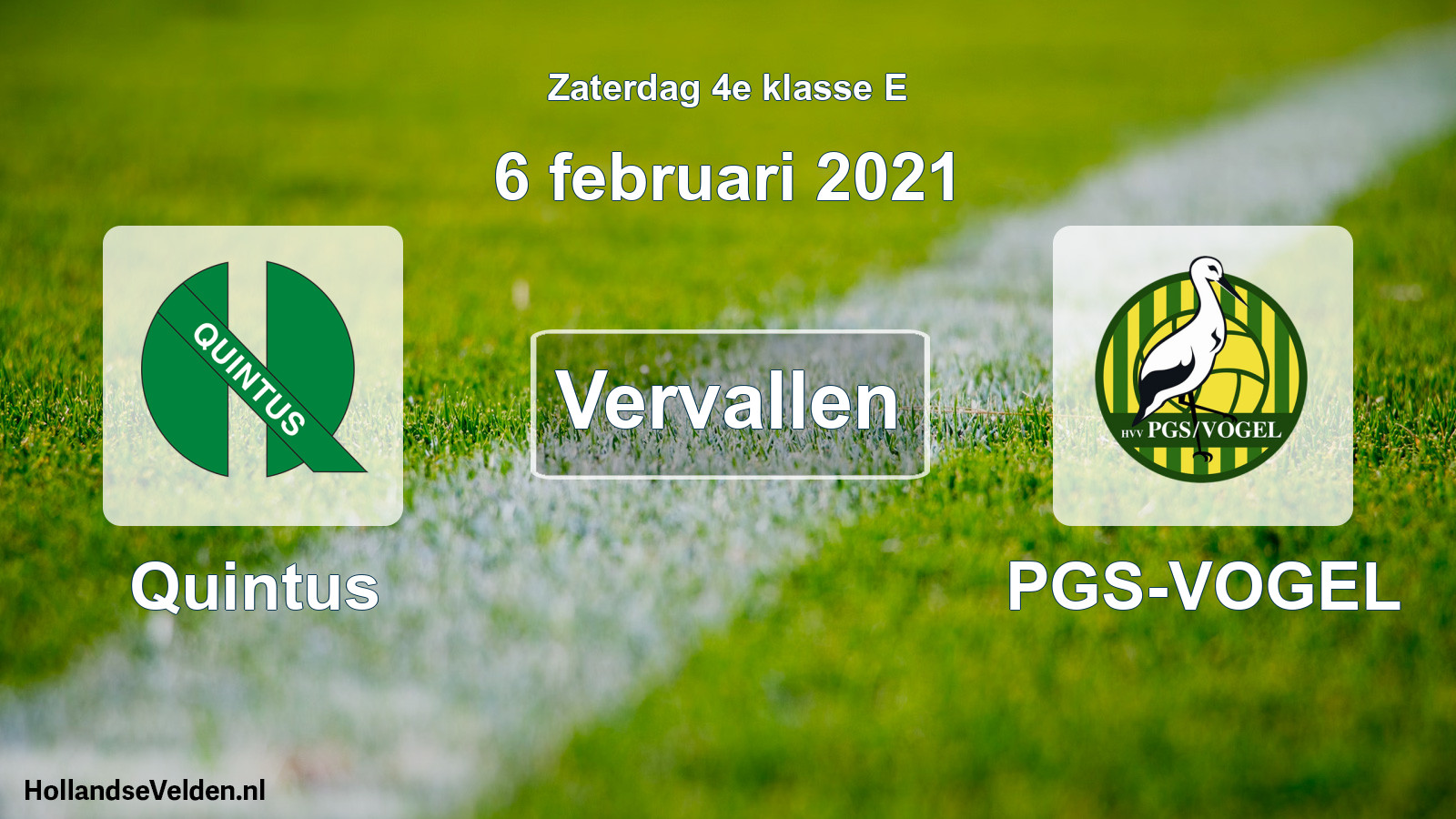 Scheduled Match: Quintus - PGS-VOGEL (6 February 2021)
