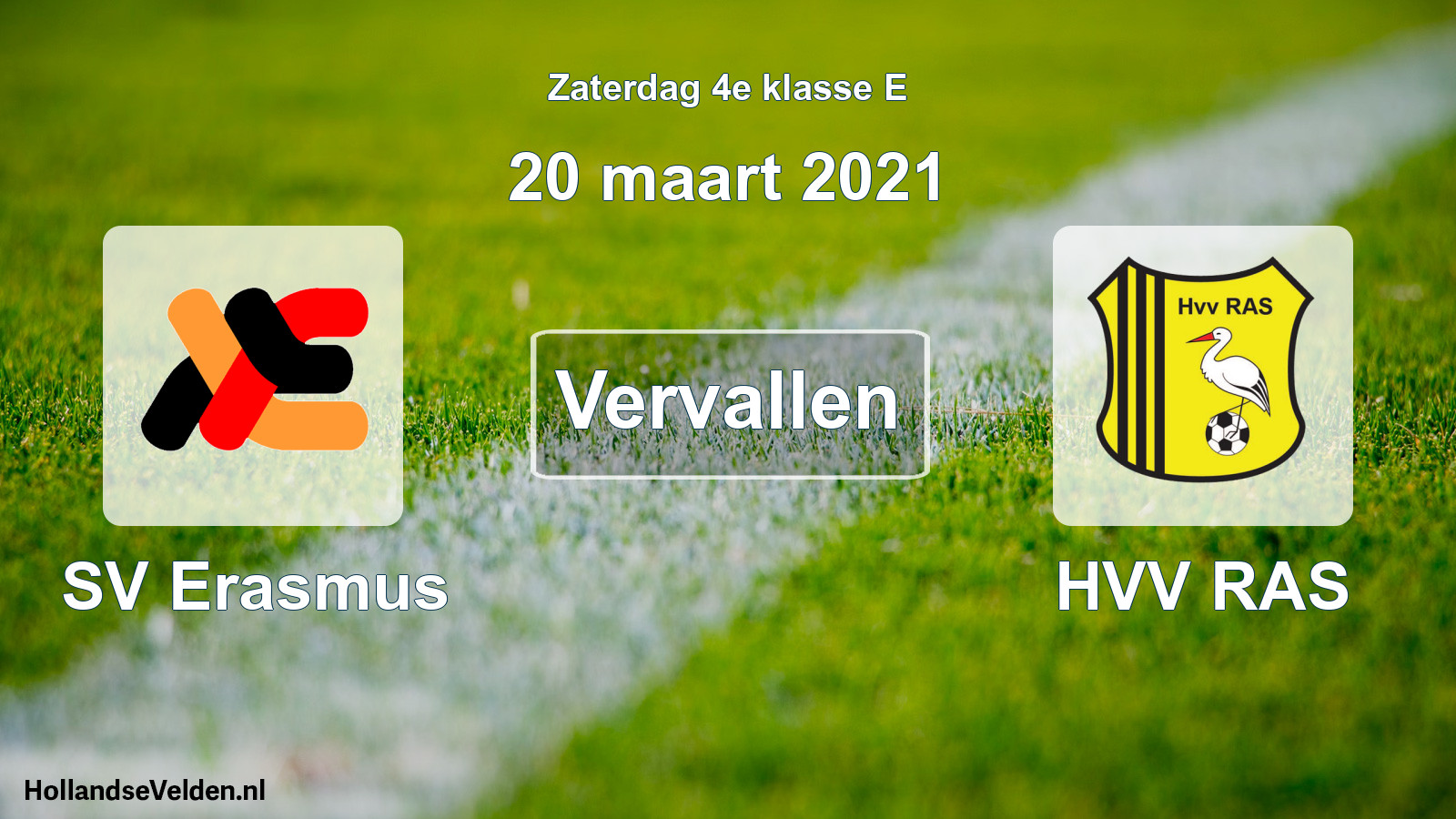 Scheduled Match: SV Erasmus - HVV RAS (20 March 2021)