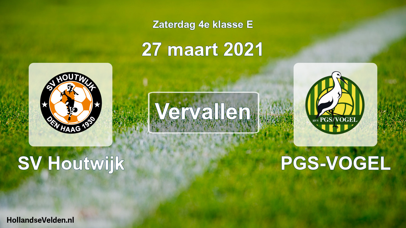 Scheduled Match: SV Houtwijk - PGS-VOGEL (27 March 2021)
