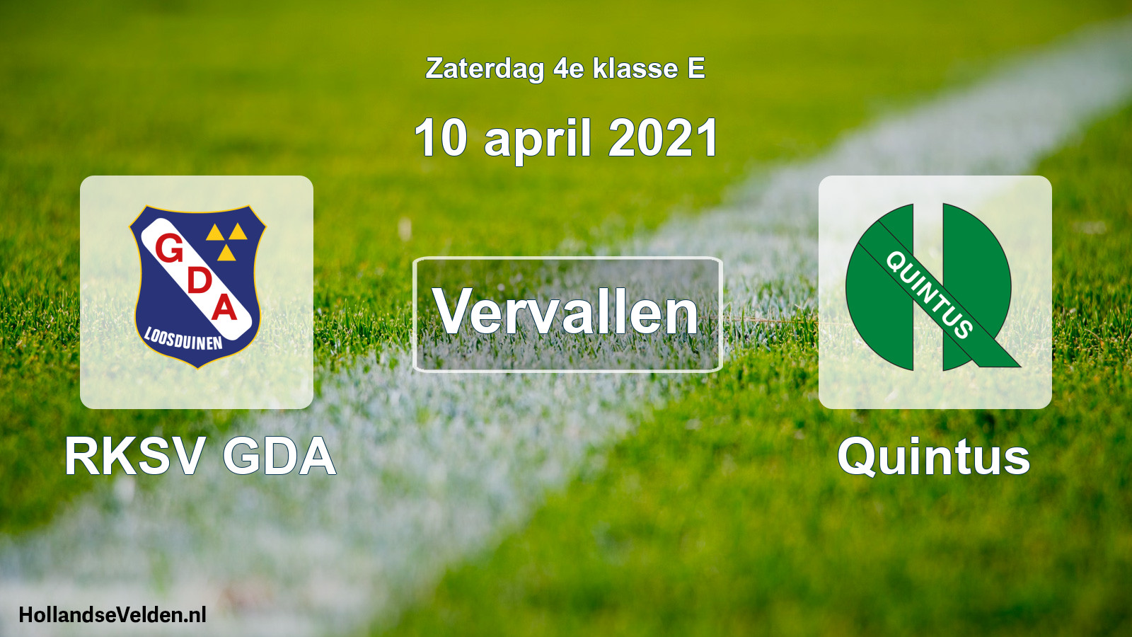 Scheduled Match: RKSV GDA - Quintus (10 April 2021)