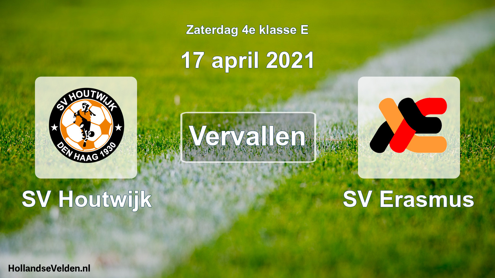 Scheduled Match: SV Houtwijk - SV Erasmus (17 April 2021)