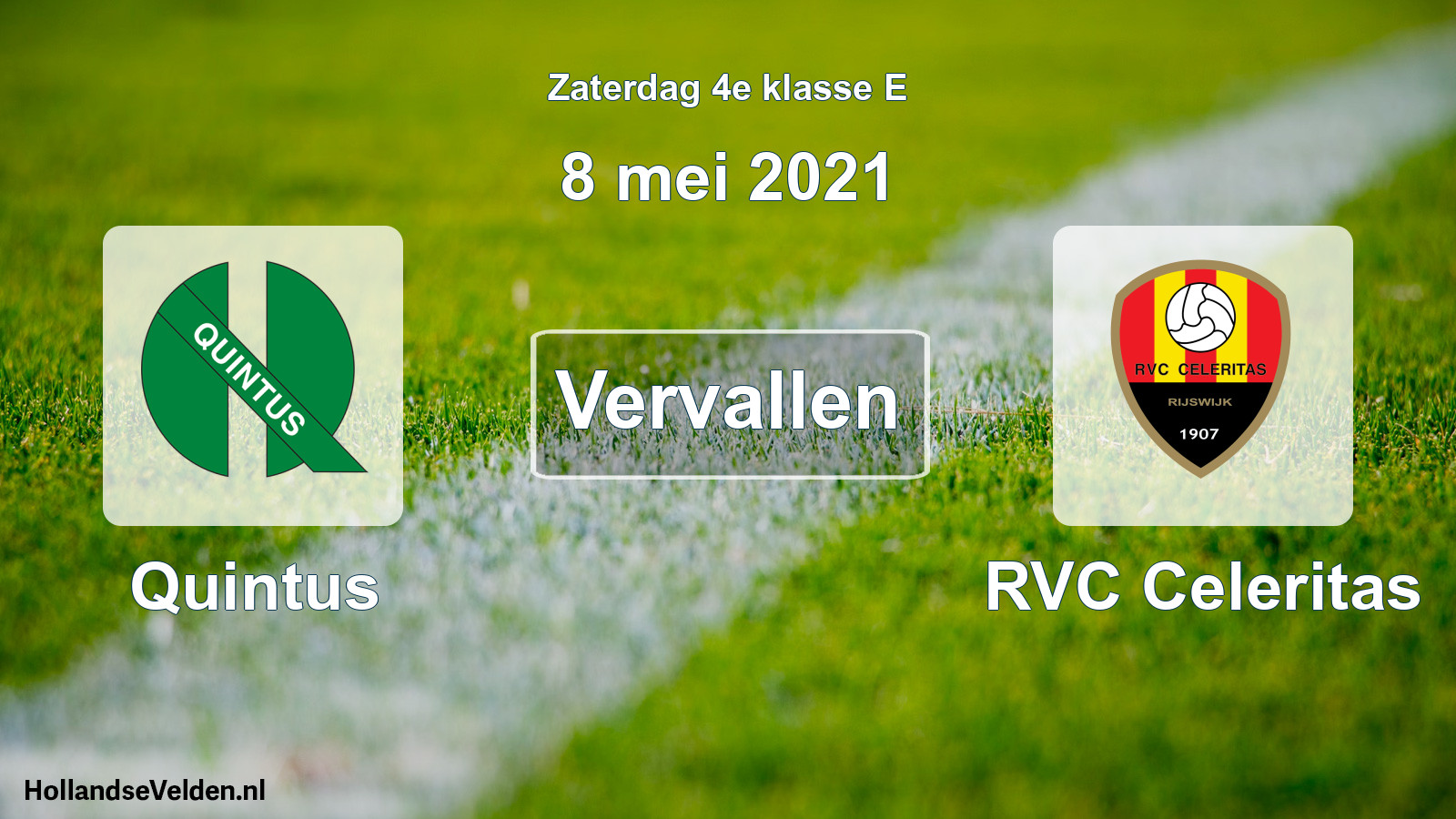 Scheduled Match: Quintus - RVC Celeritas (8 May 2021)