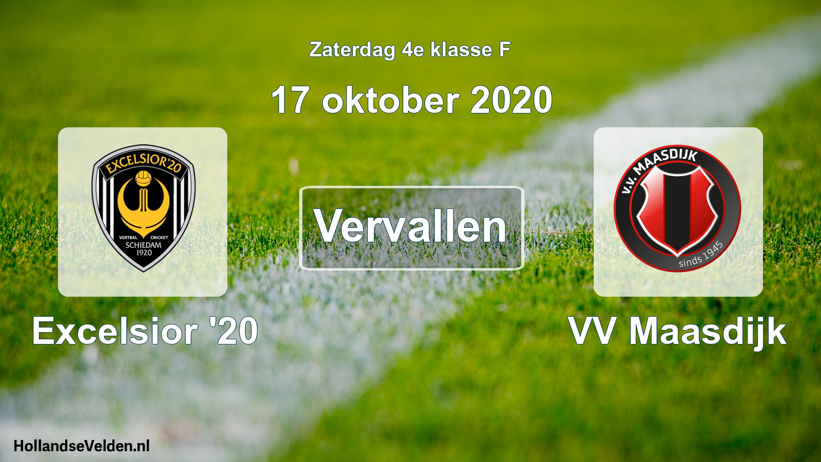 Scheduled Match: Excelsior '20 - VV Maasdijk (17 October 2020)