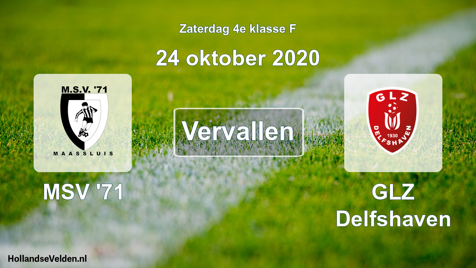 Scheduled Match: MSV '71 - GLZ Delfshaven (24 October 2020)