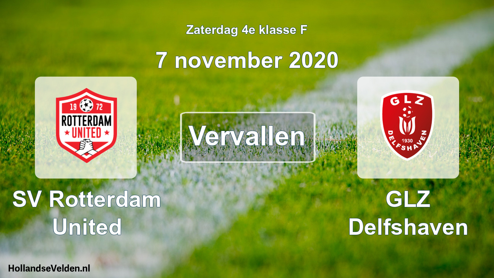 Scheduled Match: SV Rotterdam United - GLZ Delfshaven (7 November 2020)