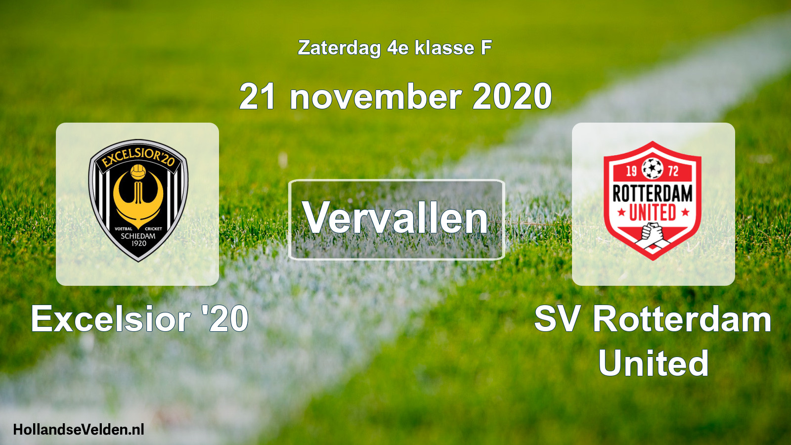 Scheduled Match: Excelsior '20 - SV Rotterdam United (21 November 2020)