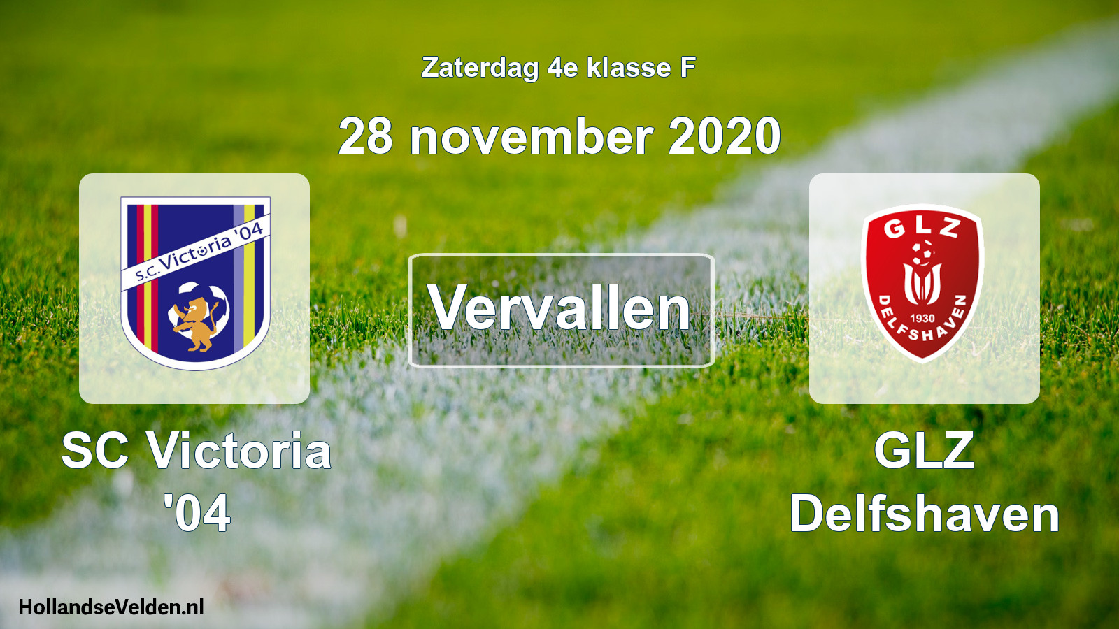 Scheduled Match: SC Victoria '04 - GLZ Delfshaven (28 November 2020)