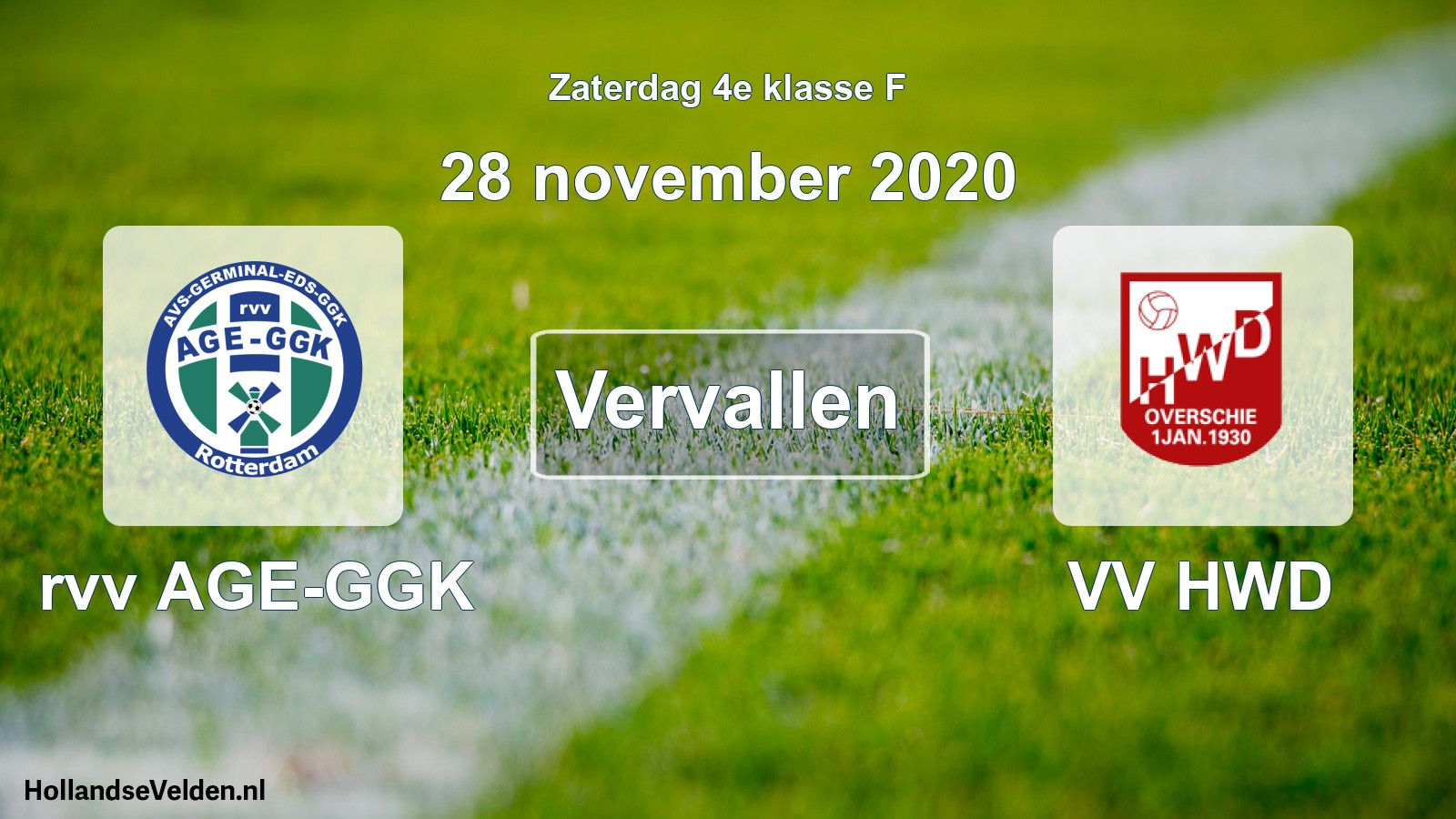 Scheduled Match: rvv AGE-GGK - VV HWD (28 November 2020)