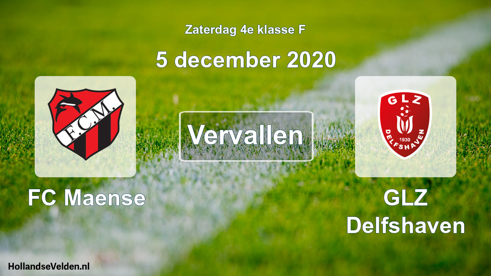 Scheduled Match: FC Maense - GLZ Delfshaven (5 December 2020)