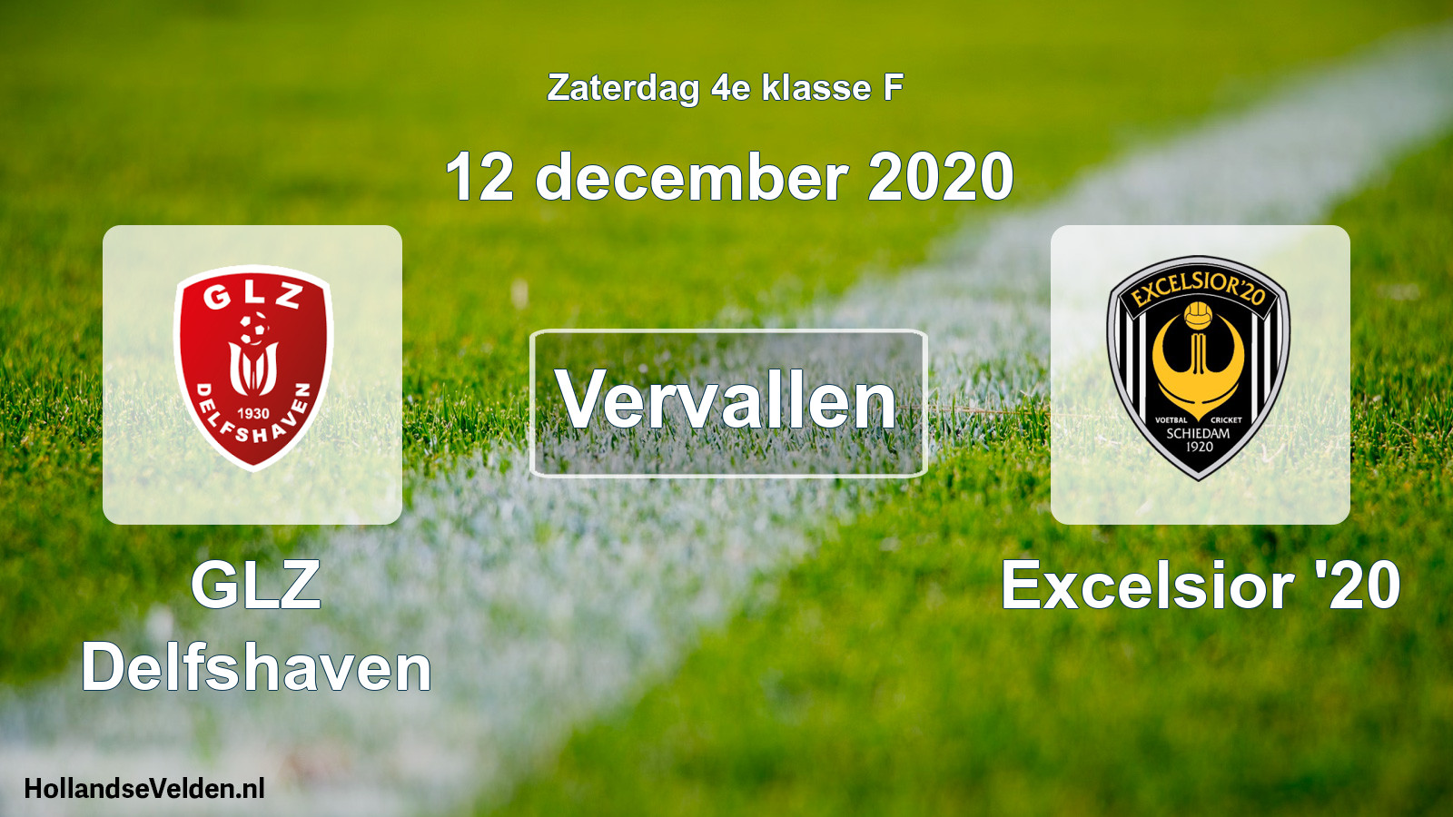 Scheduled Match: GLZ Delfshaven - Excelsior '20 (12 December 2020)