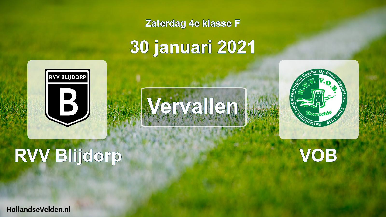 Scheduled Match: RVV Blijdorp - VOB (30 January 2021)