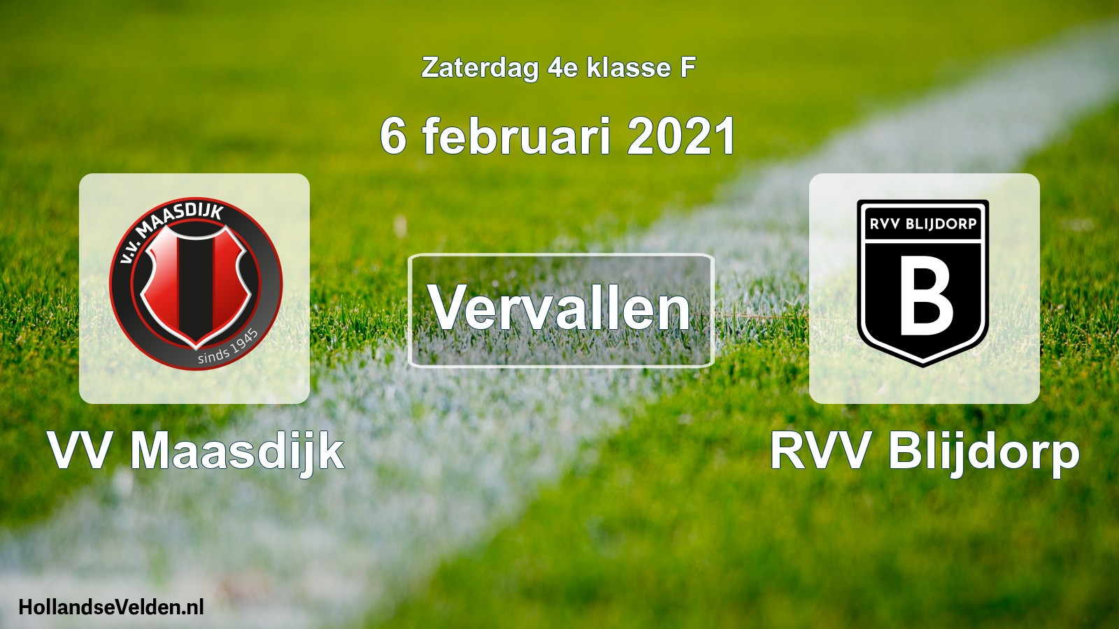 Scheduled Match: VV Maasdijk - RVV Blijdorp (6 February 2021)