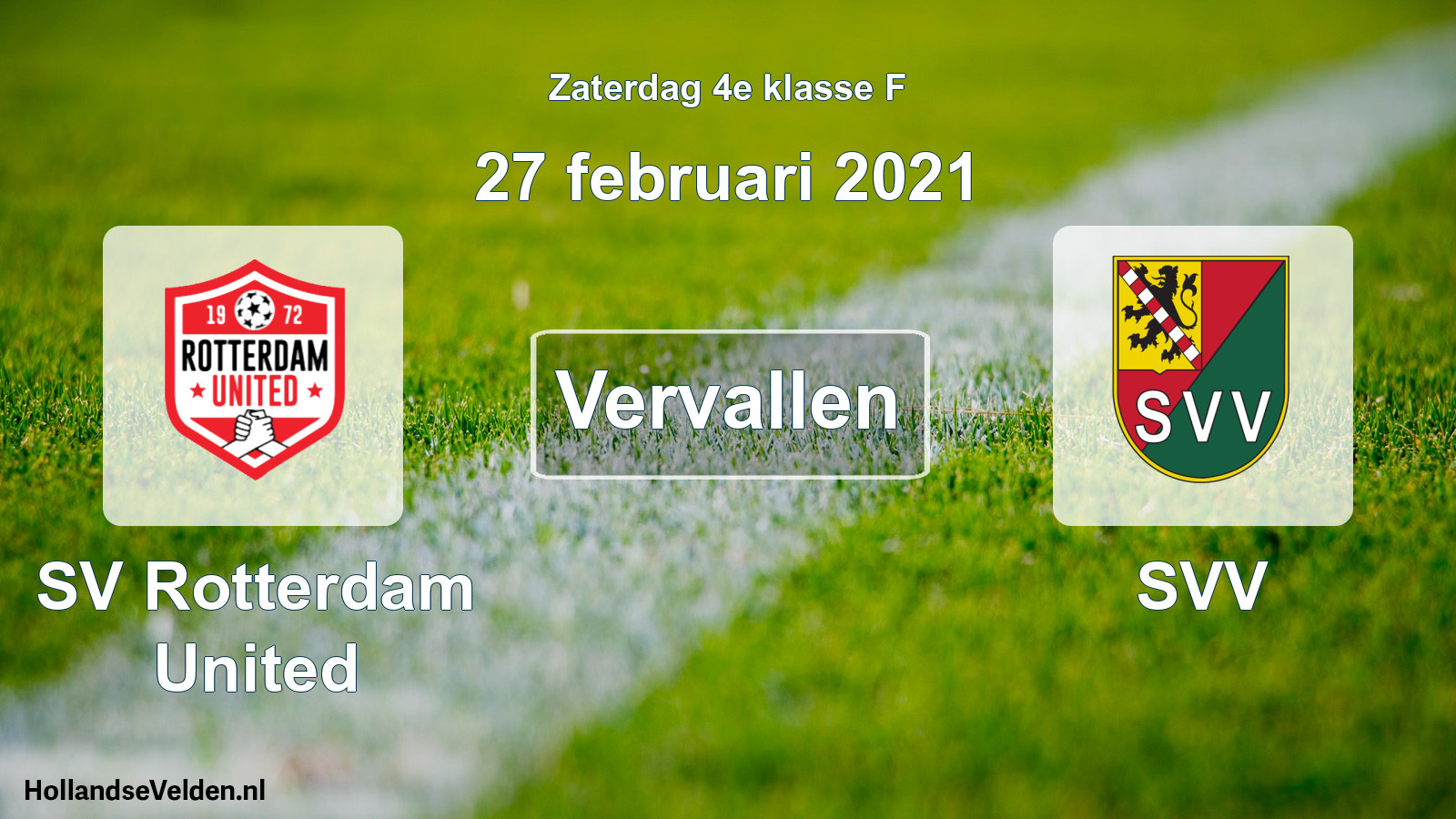 Scheduled Match: SV Rotterdam United - SVV (27 February 2021)