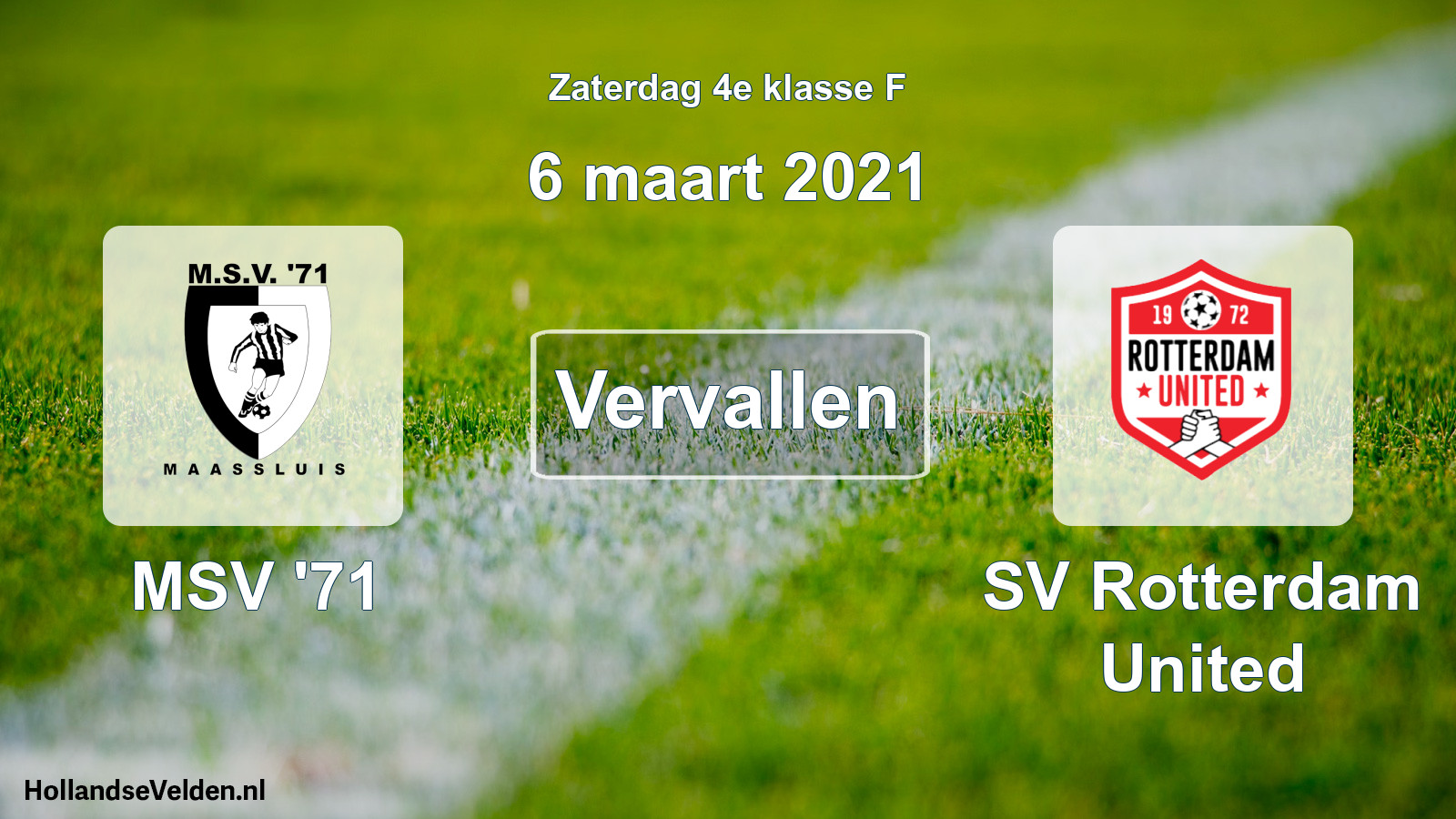 Scheduled Match: MSV '71 - SV Rotterdam United (6 March 2021)