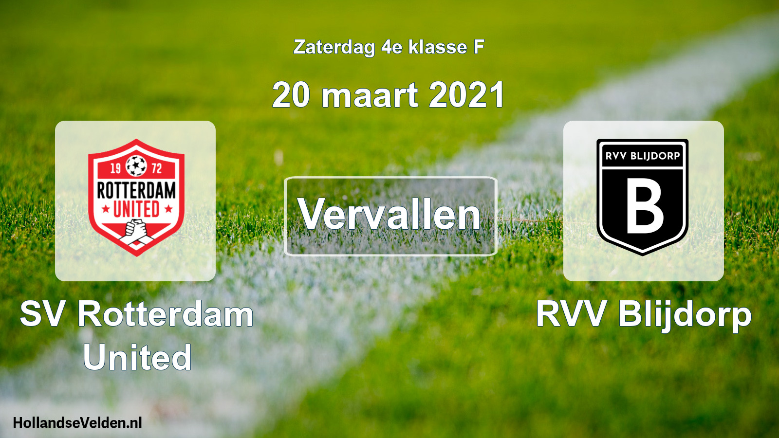 Scheduled Match: SV Rotterdam United - RVV Blijdorp (20 March 2021)