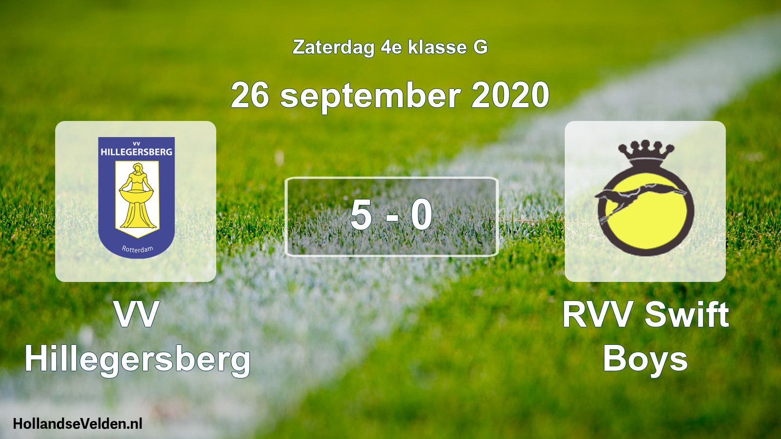 Total number of matches played: VV Hillegersberg - RVV Swift Boys 5 - 0 (26 September 2020)