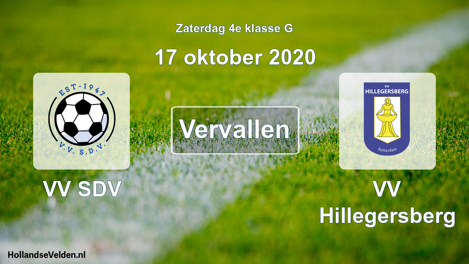 Scheduled Match: VV SDV - VV Hillegersberg (17 October 2020)