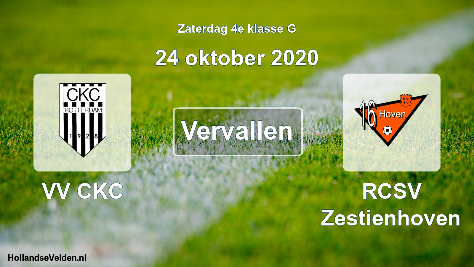 Scheduled Match: VV CKC - RCSV Zestienhoven (24 October 2020)