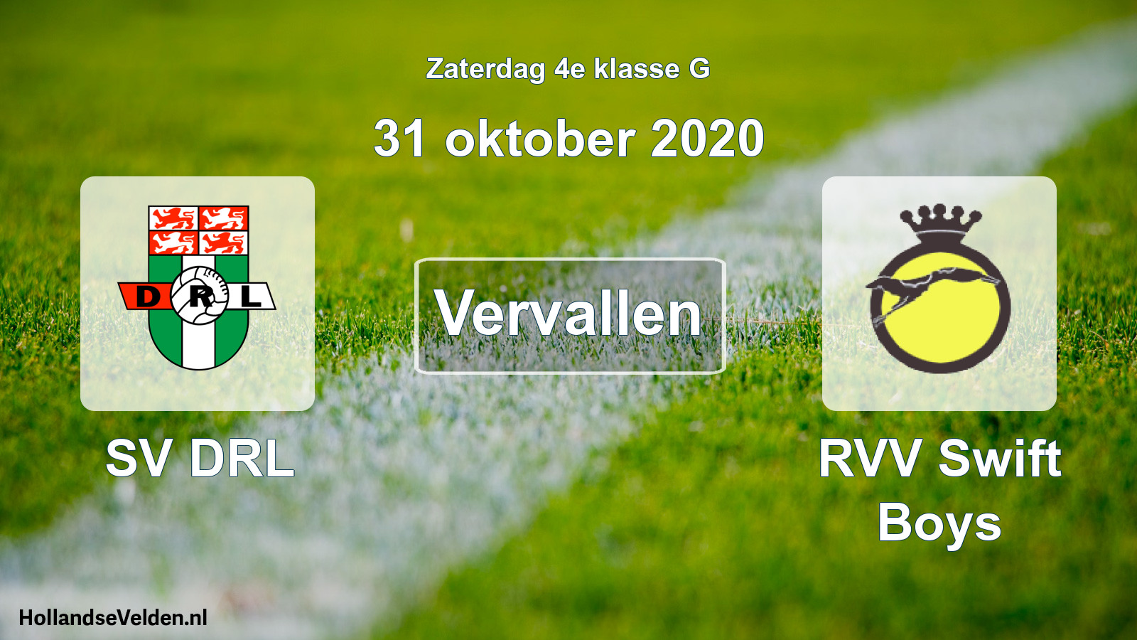 Scheduled Match: SV DRL - RVV Swift Boys (31 October 2020)
