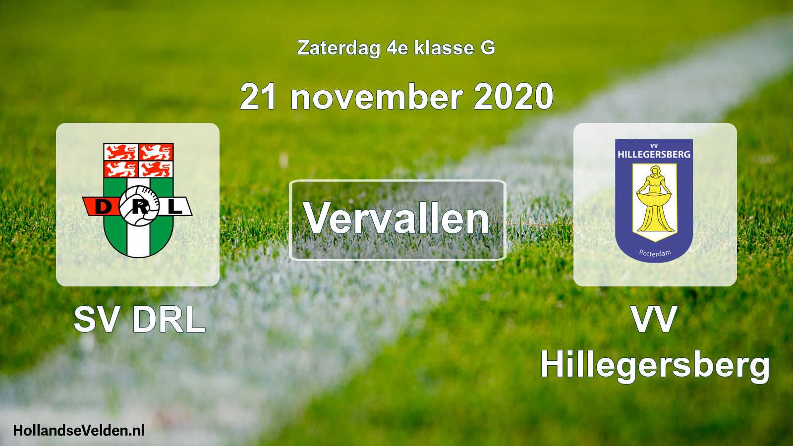 Scheduled Match: SV DRL - VV Hillegersberg (21 November 2020)