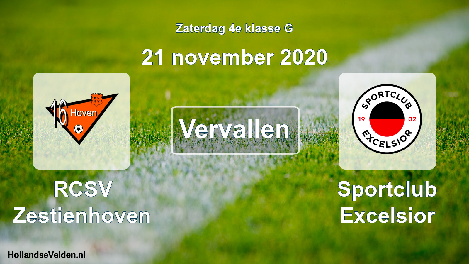 Scheduled Match: RCSV Zestienhoven - Sportclub Excelsior (21 November 2020)