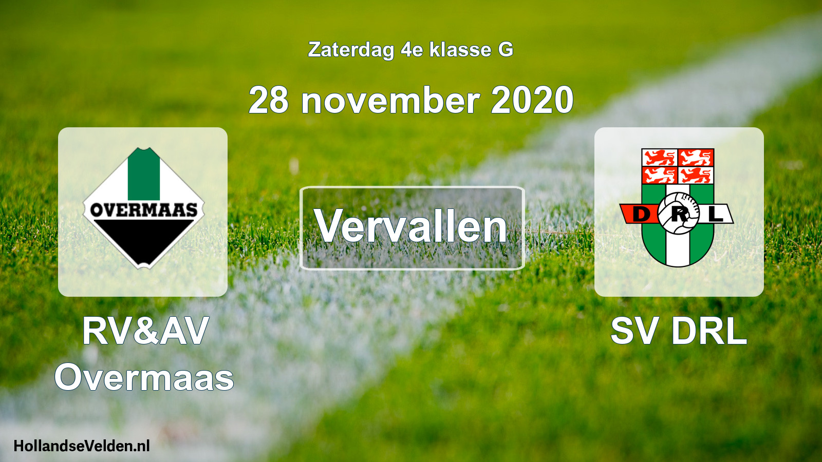 Scheduled Match: RV&AV Overmaas - SV DRL (28 November 2020)