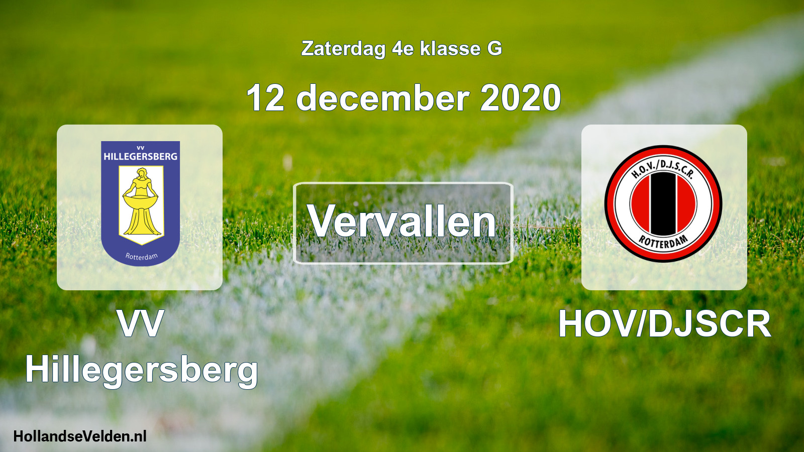 Scheduled Match: VV Hillegersberg - HOV/DJSCR (12 December 2020)