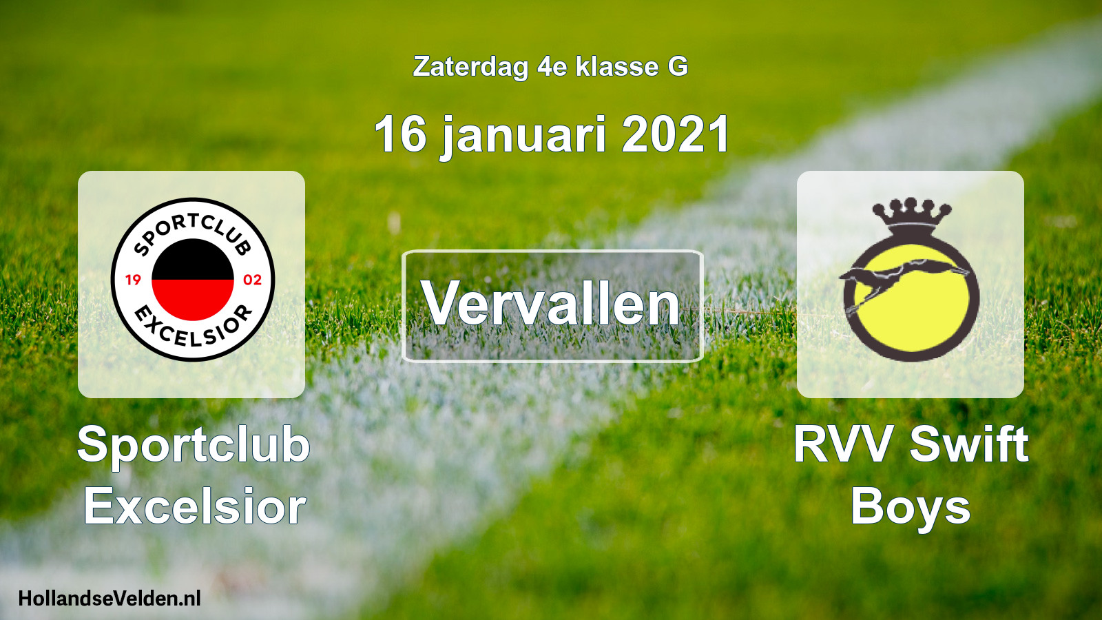 Scheduled Match: Sportclub Excelsior - RVV Swift Boys (16 January 2021)