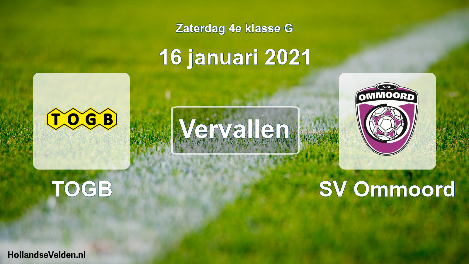 Scheduled Match: TOGB - SV Ommoord (16 January 2021)