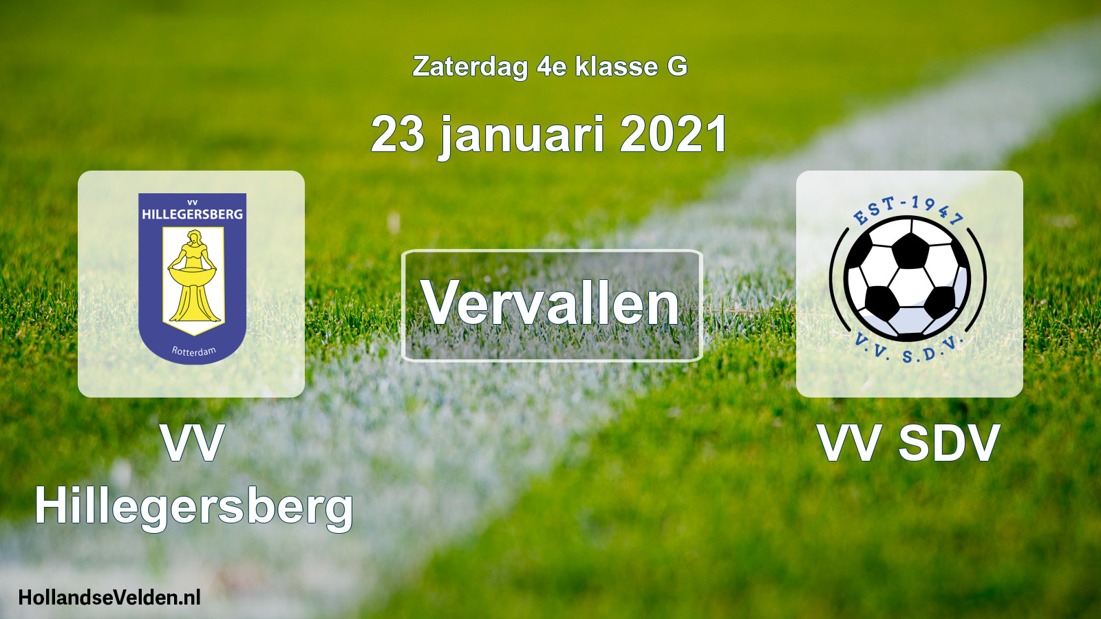 Scheduled Match: VV Hillegersberg - VV SDV (23 January 2021)