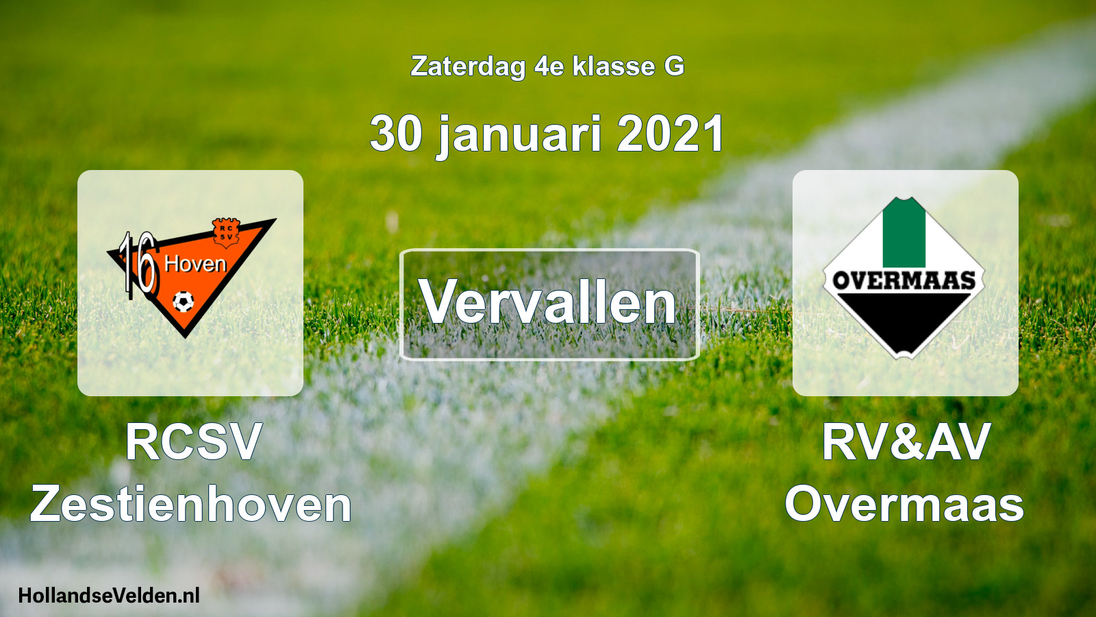 Scheduled Match: RCSV Zestienhoven - RV&AV Overmaas (30 January 2021)
