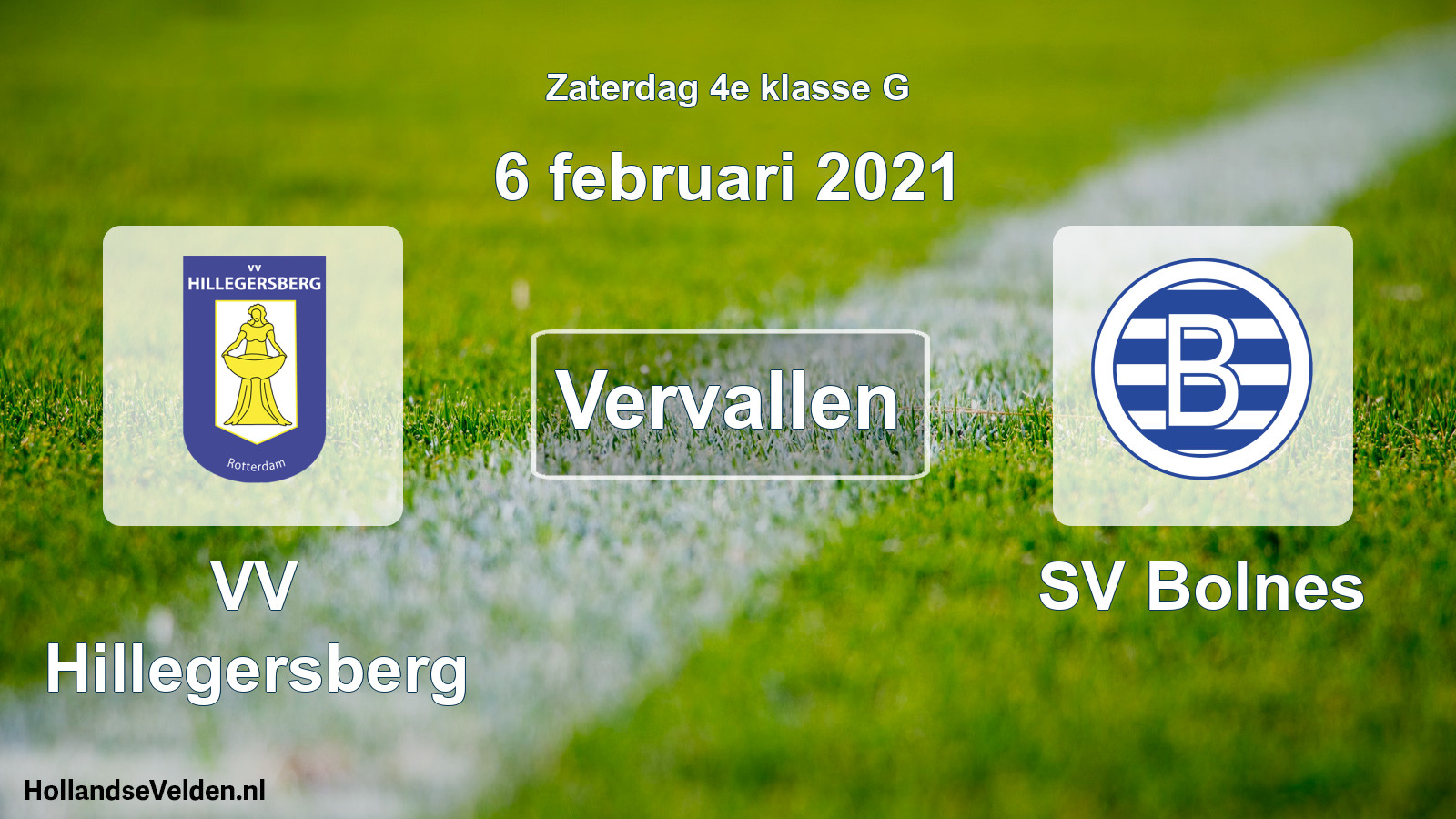 Scheduled Match: VV Hillegersberg - SV Bolnes (6 February 2021)
