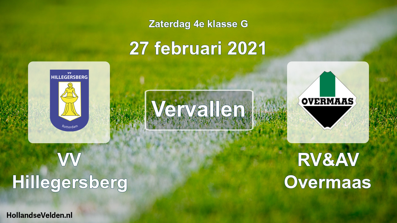 Scheduled Match: VV Hillegersberg - RV&AV Overmaas (27 February 2021)