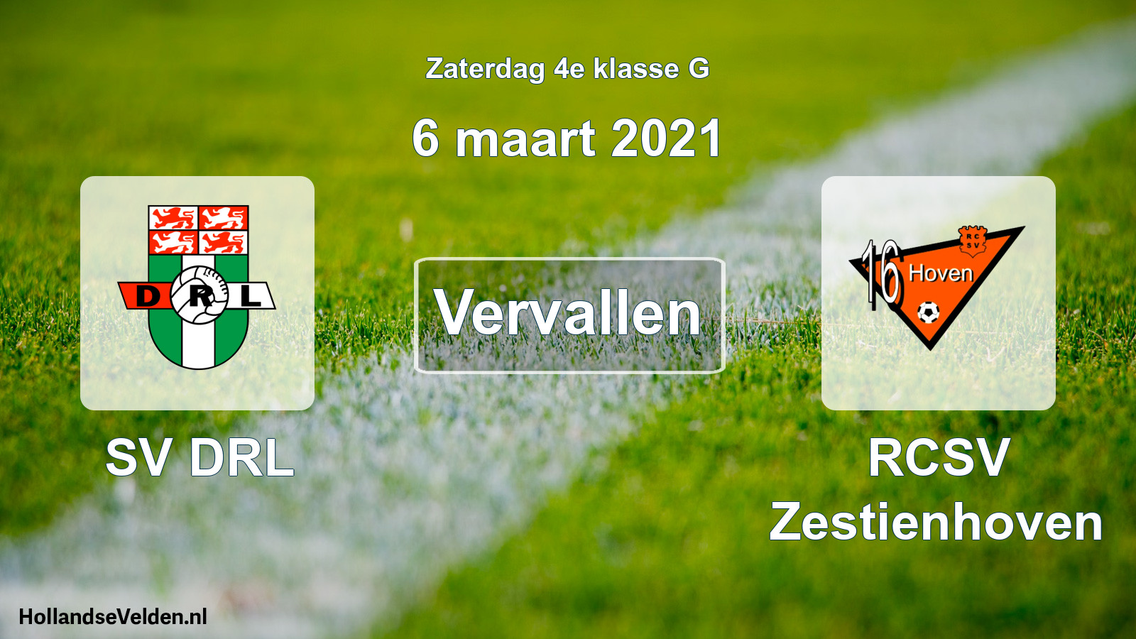 Scheduled Match: SV DRL - RCSV Zestienhoven (6 March 2021)