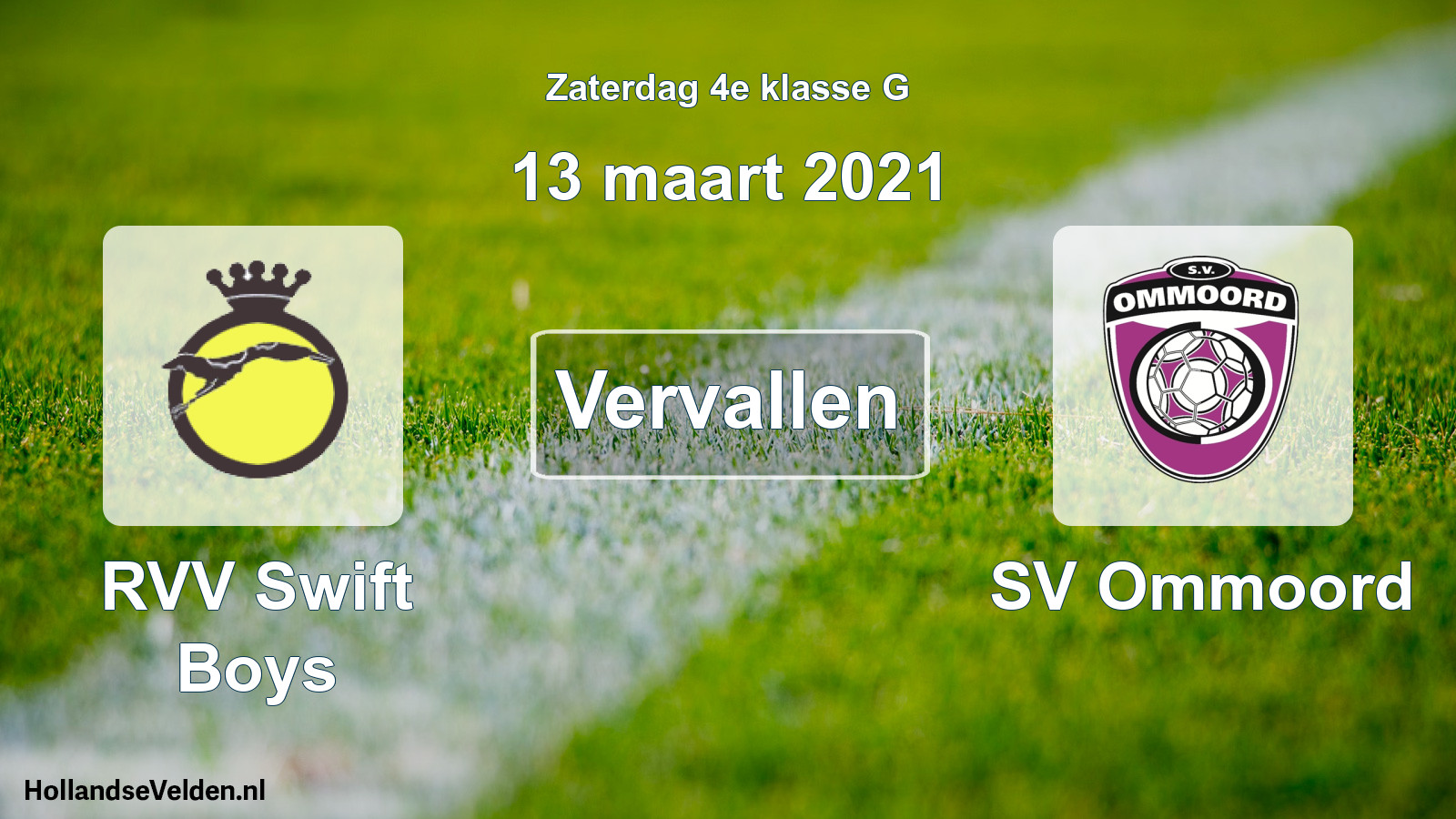 Scheduled Match: RVV Swift Boys - SV Ommoord (13 March 2021)