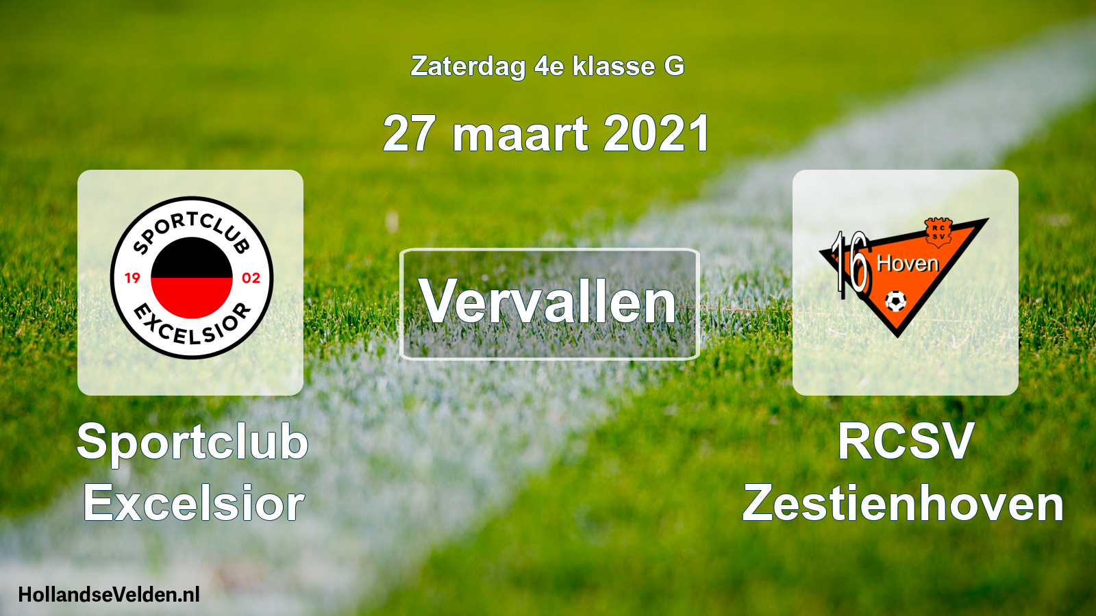 Scheduled Match: Sportclub Excelsior - RCSV Zestienhoven (27 March 2021)