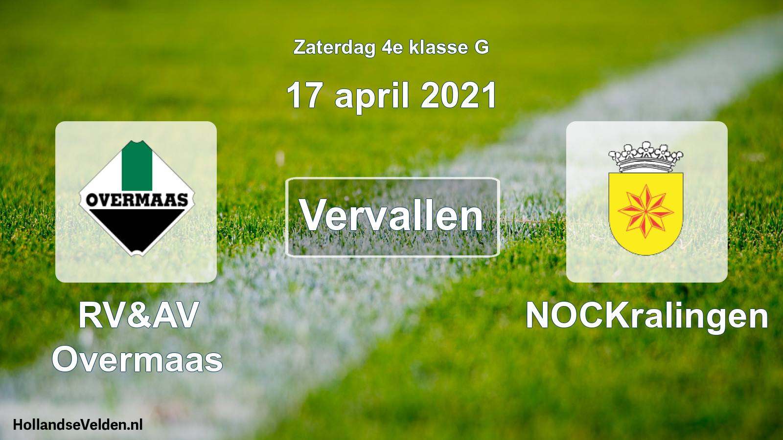Scheduled Match: RV&AV Overmaas - NOCKralingen (17 April 2021)