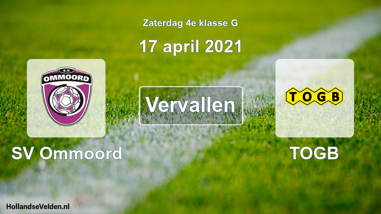 Scheduled Match: SV Ommoord - TOGB (17 April 2021)