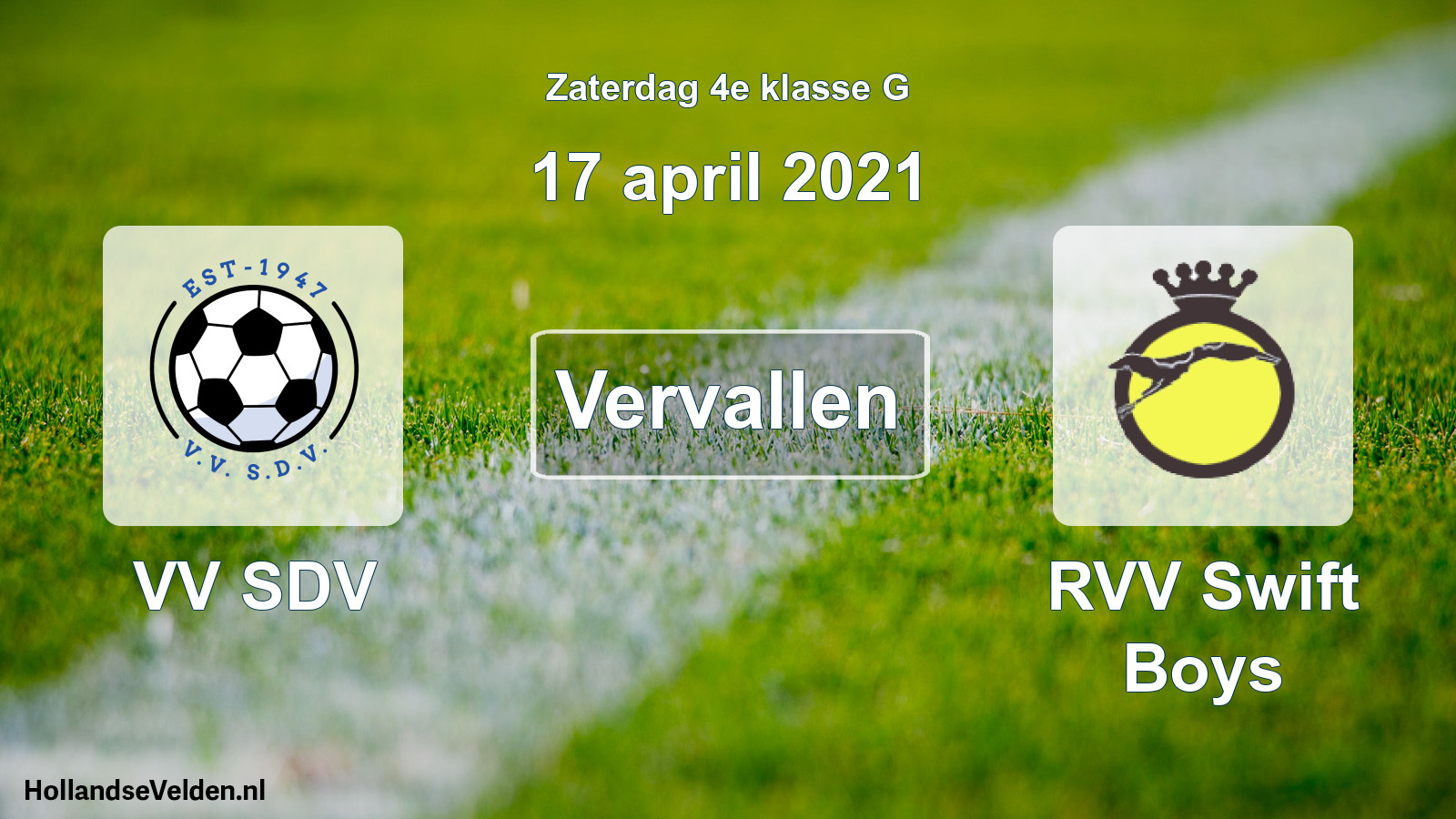 Scheduled Match: VV SDV - RVV Swift Boys (17 April 2021)
