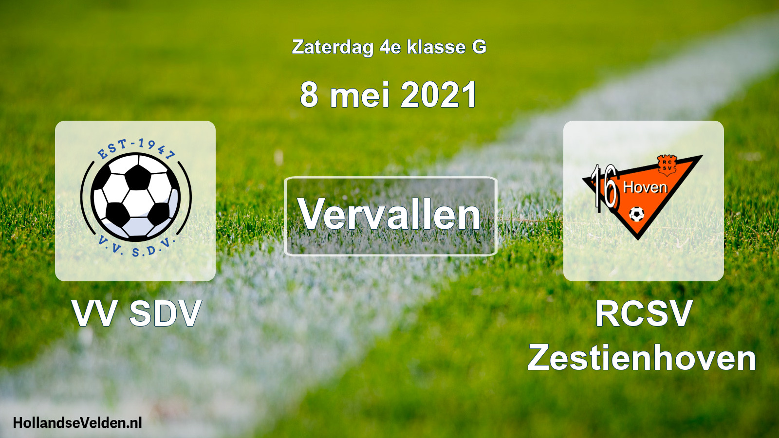 Scheduled Match: VV SDV - RCSV Zestienhoven (8 May 2021)