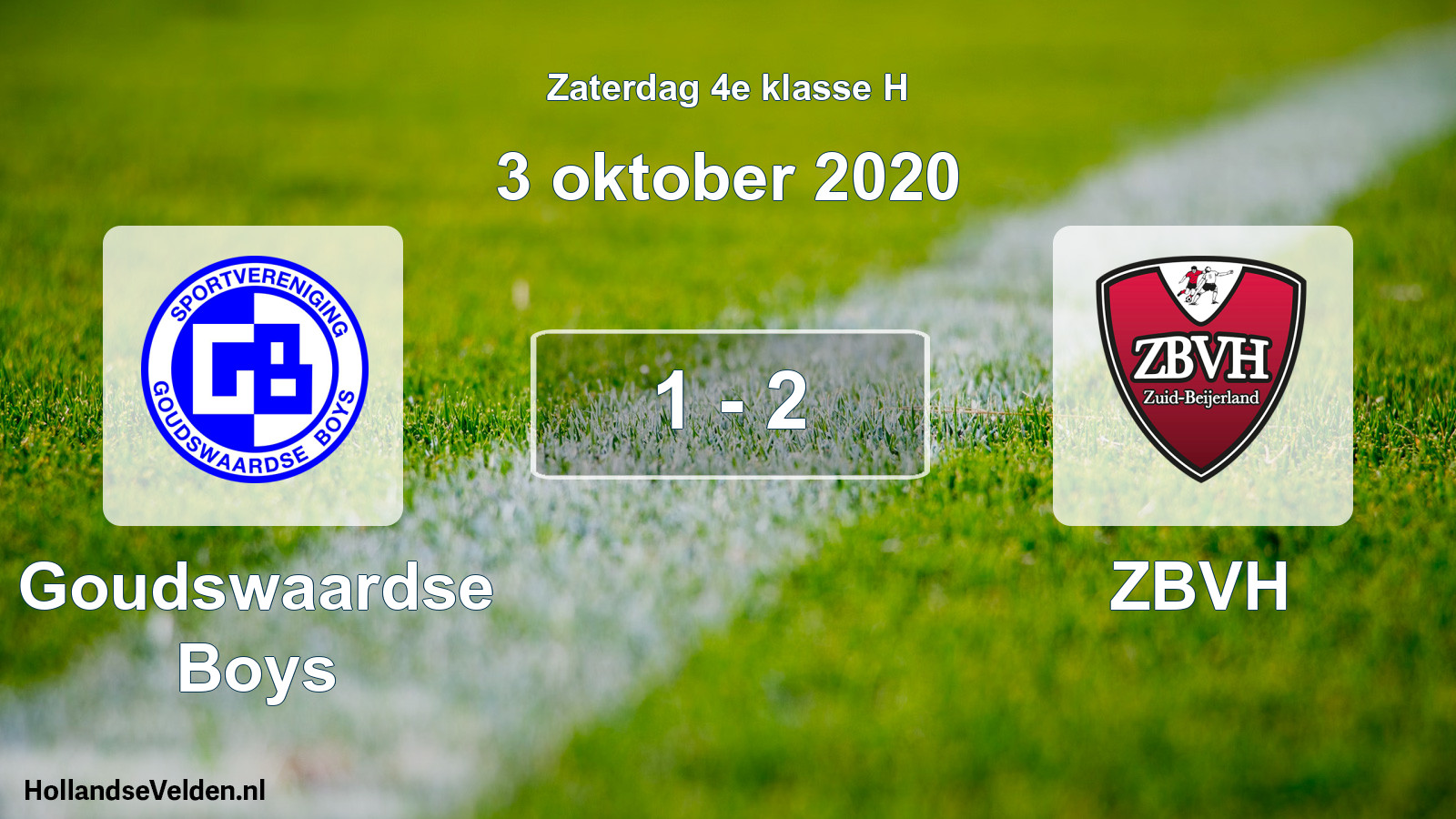 Total number of matches played: Goudswaardse Boys - ZBVH 1 - 2 (3 October 2020)